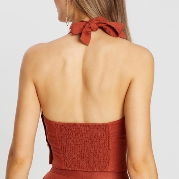 TIGERLILY Lina Linen Rust Orange Halter Neck Crop Top NWT RRP$119 - Picture 13 of 16